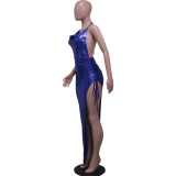 Sexy Halter Backless Pleated Irregular Dress YS-S858