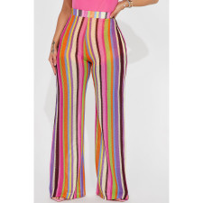 Colorful Stripe Knits Wide Leg Pant ASL-6685