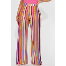 Colorful Stripe Knits Wide Leg Pant ASL-6685