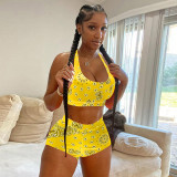 Casual Print Sleeveless Shorts Two Piece Set WSYF-5965