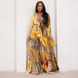 Fashion Print Chiffon Long Sleeve Two Piece Set SFY-2339