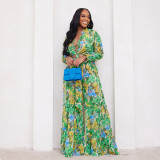 Fashion Print Chiffon Long Sleeve Two Piece Set SFY-2339