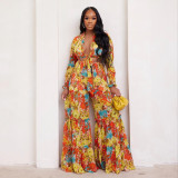Fashion Print Chiffon Long Sleeve Two Piece Set SFY-2339