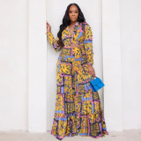 Fashion Print Chiffon Long Sleeve Two Piece Set SFY-2339
