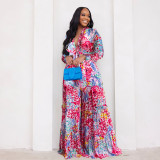 Fashion Print Chiffon Long Sleeve Two Piece Set SFY-2339