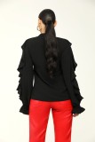 Solid Color Long Sleeve Irregular Shirt XMY-9443