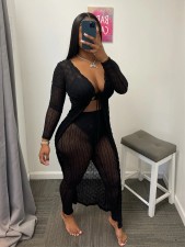 Fashion Long Sleeve Long Cardigan And Pants Suit QXTF-8202