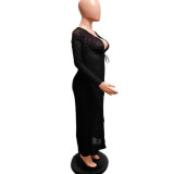 Fashion Long Sleeve Long Cardigan And Pants Suit QXTF-8202