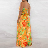Sexy Print Tube Tops Wide Leg Jumpsuit  NY-2756