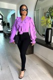 Solid Color Long Sleeve Irregular Shirt XMY-9443