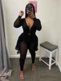 Fashion Long Sleeve Long Cardigan And Pants Suit QXTF-8202