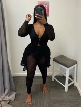 Fashion Long Sleeve Long Cardigan And Pants Suit QXTF-8202