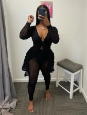 Fashion Long Sleeve Long Cardigan And Pants Suit QXTF-8202