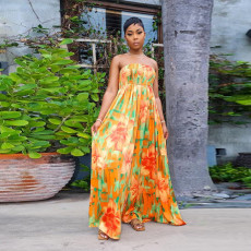 Sexy Print Tube Tops Wide Leg Jumpsuit  NY-2756