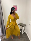 Fashion Long Sleeve Long Cardigan And Pants Suit QXTF-8202