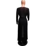 Fashion Long Sleeve Long Cardigan And Pants Suit QXTF-8202