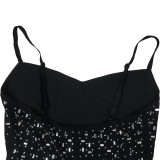 Sexy Mesh Hot Diamonds Sling Jumpsuit BY-6556