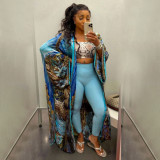 Fashion Print Long Sleeve Long Cardigan NNWF-N10173