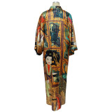 Fashion Print Long Sleeve Long Cardigan NNWF-N10173