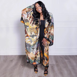 Fashion Print Long Sleeve Long Cardigan NNWF-N10173