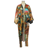Fashion Print Long Sleeve Long Cardigan NNWF-N10173