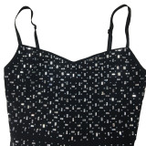 Sexy Mesh Hot Diamonds Sling Jumpsuit BY-6556