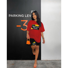 Letter Print Loose Two Piece Shorts Set HGL-9009041