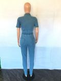 Casual Denim Tie Up Slim Jumpsuit LX-3548