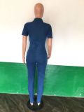 Casual Denim Tie Up Slim Jumpsuit LX-3548