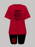 Short Sleeve Letter Print Casual Two Piece Set HGL-9009043