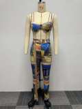 Fashion Print Sling Two Piece Pants Set(With Waist Belt) NY-2769