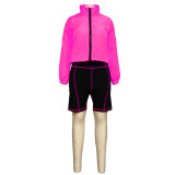 Contrast Color Patchwork Long Sleeve Shorts Sport Set YF-9394