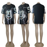 Fashion Sequin Print Loose Mini Dress GYSF-0035
