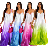 Sexy Deep V Neck Backless Loose Gradient Jumpsuit YF-10558