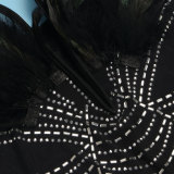 Plus Size Feather Patchwork Hot Drill Jumpsuit NY-2762