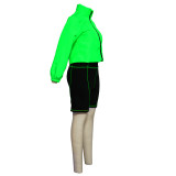 Contrast Color Patchwork Long Sleeve Shorts Sport Set YF-9394