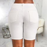 Fashion High Waist Holes Denim Shorts HSF-2696