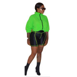 Contrast Color Patchwork Long Sleeve Shorts Sport Set YF-9394