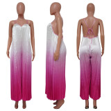 Sexy Deep V Neck Backless Loose Gradient Jumpsuit YF-10558