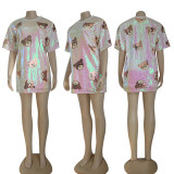 Fashion Sequin Print Loose Mini Dress GYSF-0035