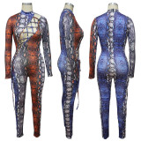 Snake Print Hollow Out Bandage Jumpsuit YF-9787