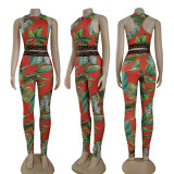 Sexy Sleeveless Print Vest Sport Pants Set GYSF-7165