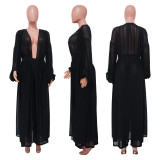 Sexy See Through Bat Long Sleeve Pants Set YF-10560