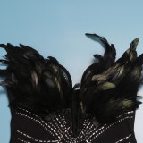 Plus Size Feather Patchwork Hot Drill Jumpsuit NY-2762