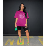 Short Sleeve Letter Print Two Piece Set HGL-9009049