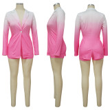 Long Sleeve Gradient Color Blazer Two Piece Set YF-10562