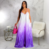 Sexy Deep V Neck Backless Loose Gradient Jumpsuit YF-10558