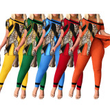 Casual Leopard Print Slit Two Piece Pants Set SHD-D9620