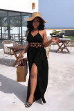 Sexy Hollow Backless Tie Split Maxi Dress GYLY-10177