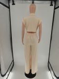 Solid Short Sleeve Wide Leg Jumpsuit BN-9421